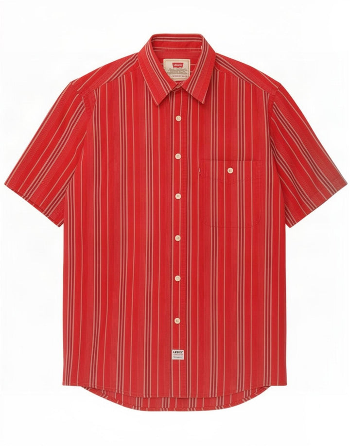 Levi's Chemise à Manches Courtes Homme Small Rouge Rayé Coton