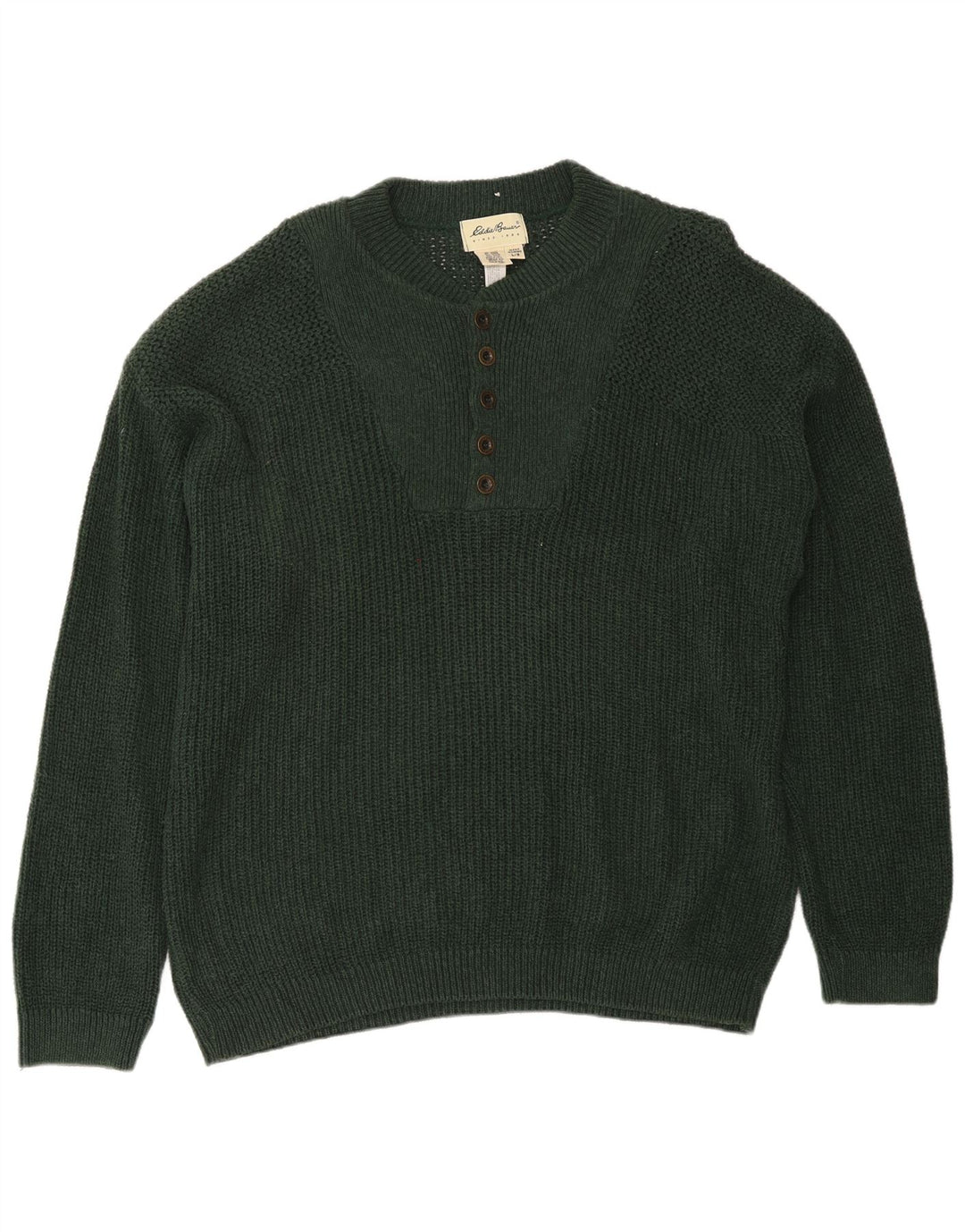Eddie Bauer Pull à col boutonné pour homme en coton vert Taille L