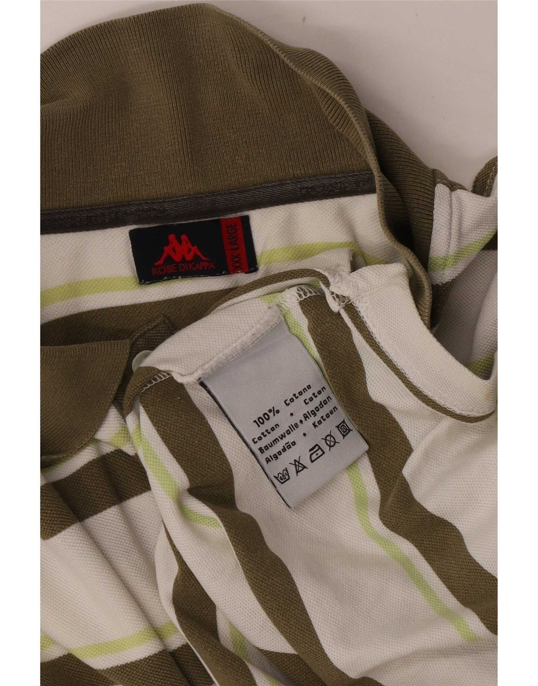 Kappa Polo Homme 3XL Blanc Rayé Coton