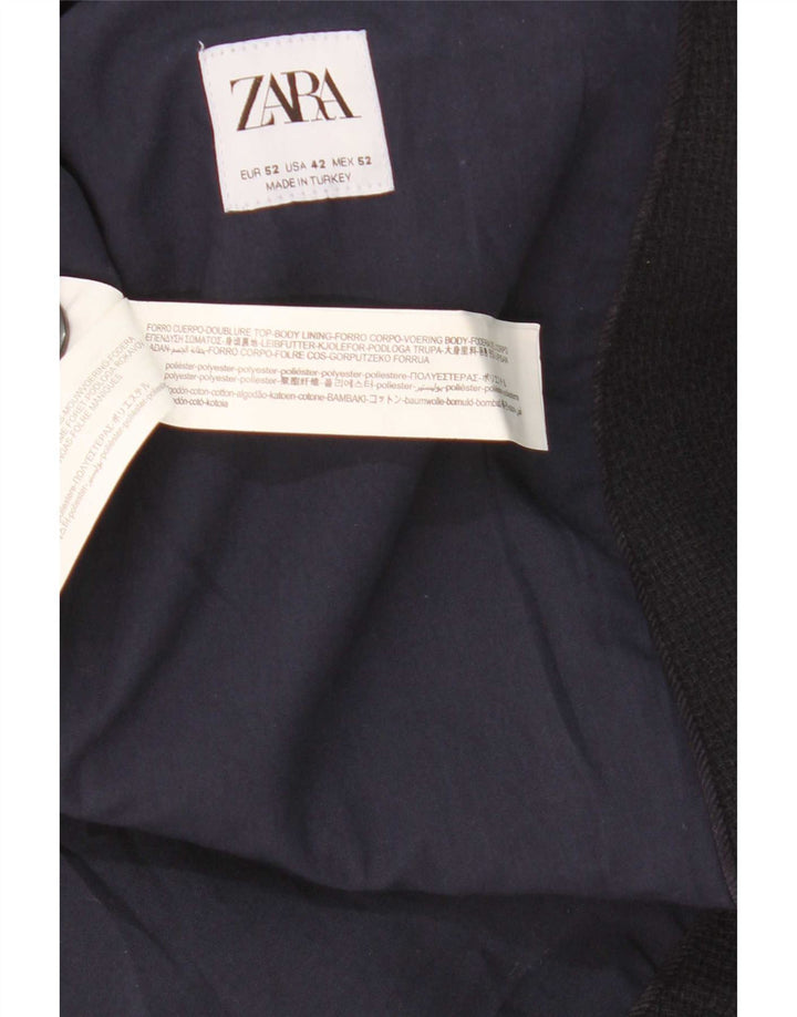 Zara Veste Blazer 2 Boutons Homme EU 52 Large Bleu Marine Polyester