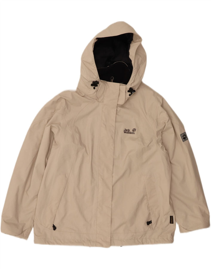 JACK WOLFSKIN Veste de pluie à capuche pour femme UK 18/20 XL Beige Polyester