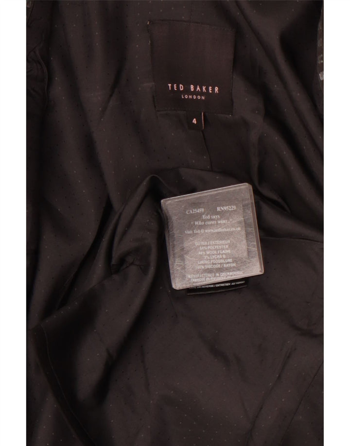 TED BAKER Veste blazer 1 bouton pour femme Taille 4 Grand Noir à pois