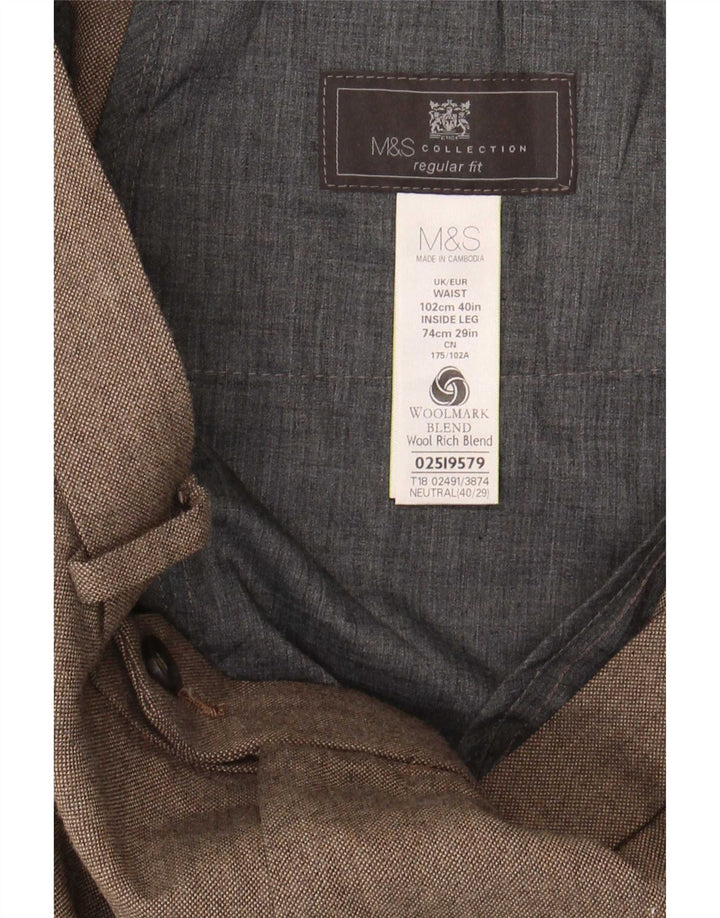 Marks & Spencer Pantalon de costume coupe classique pour homme W40 L29 Beige Polyester