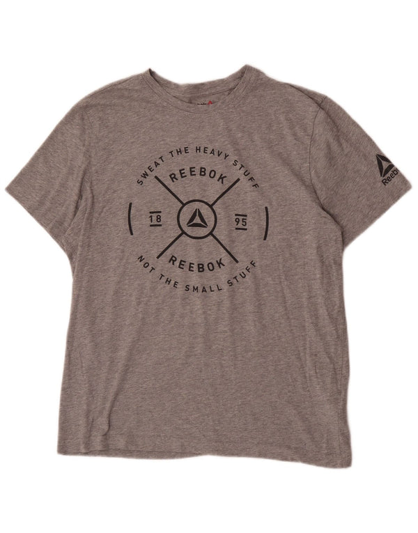 Reebok T-Shirt Graphique Homme Large Gris Coton