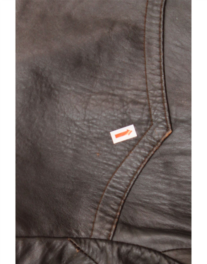 VINTAGE Manteau en cuir pour homme IT 50 Grand cuir marron