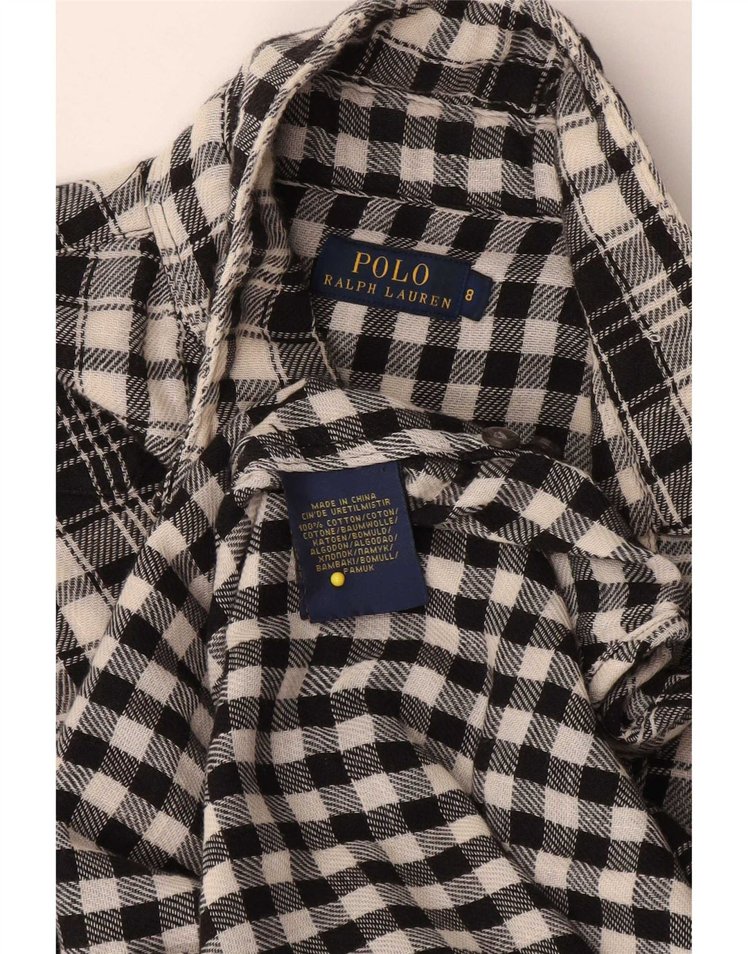 Polo Ralph Lauren Chemise Femme US 8 Medium Black Check Coton