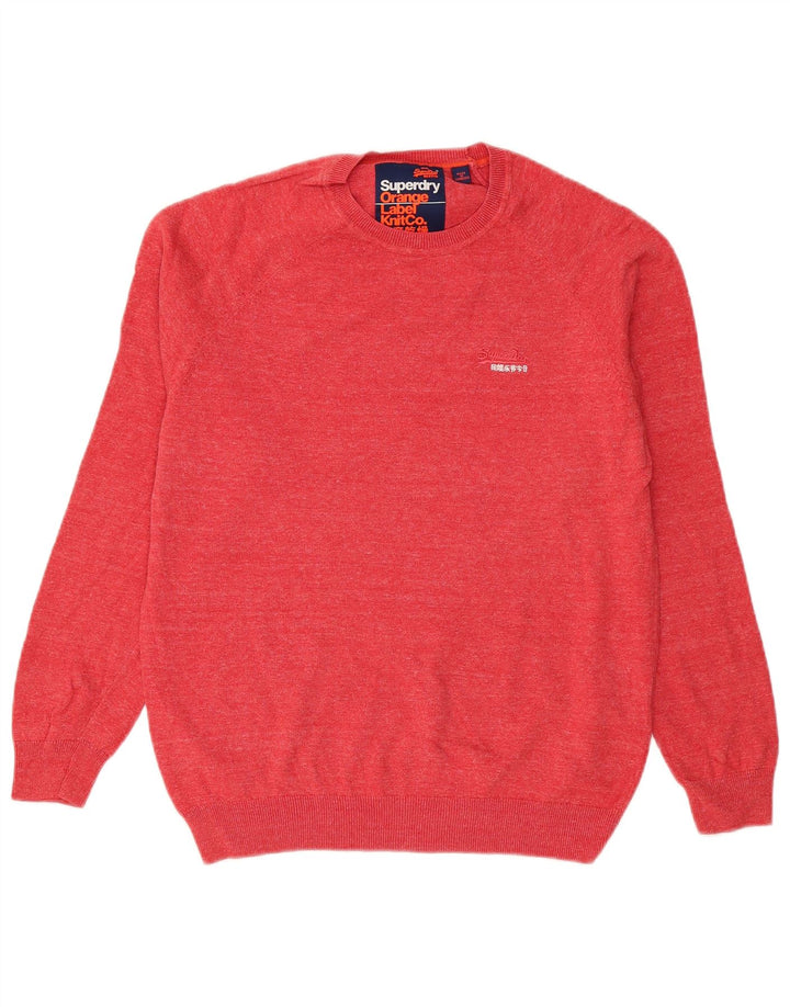Superdry Pull ras du cou pour homme en coton rouge Large