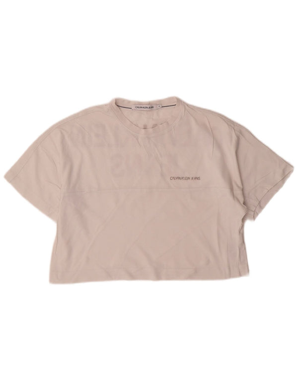 Calvin Klein Jeans T-shirt court surdimensionné pour femme UK 6 XS Blanc