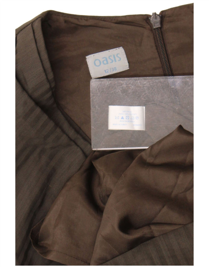 Oasis Robe fourreau sans manches pour femme UK 42 en laine rayée marron moyen