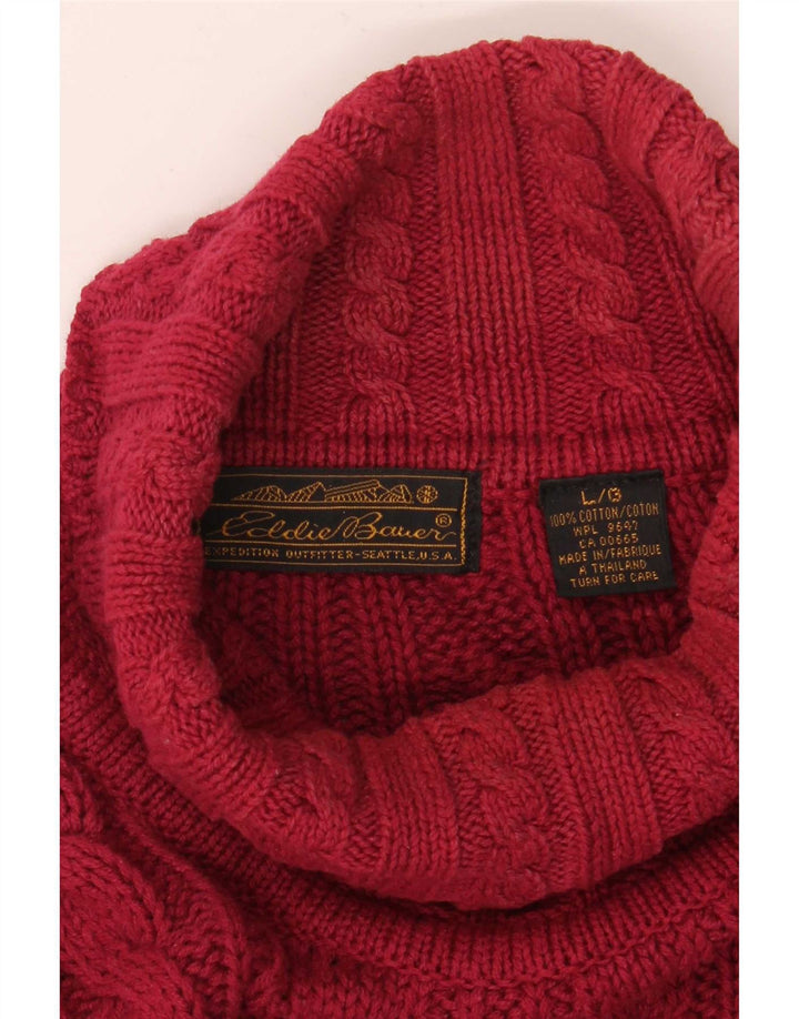 Eddie Bauer Pull col roulé pour homme en coton rouge Taille L