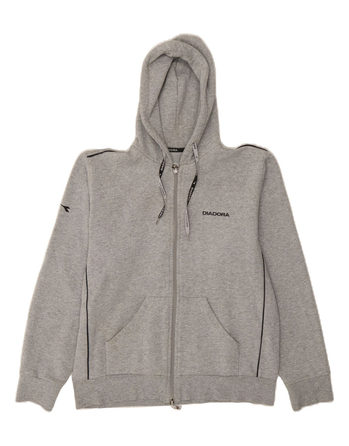 DIADORA Womens Zip Hoodie Sweater Medium Grey Cotton Vintage Diadora and Second-Hand Diadora from Messina Hembry 