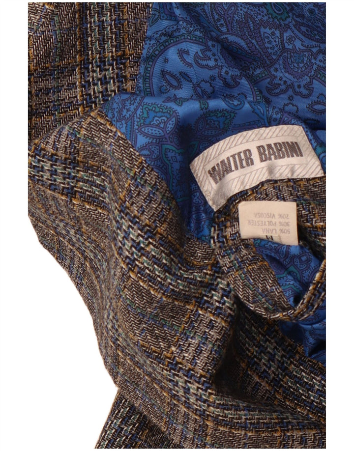 vintage Homme 2 Bouton Blazer Veste UK 38 Moyen Gris Check Laine