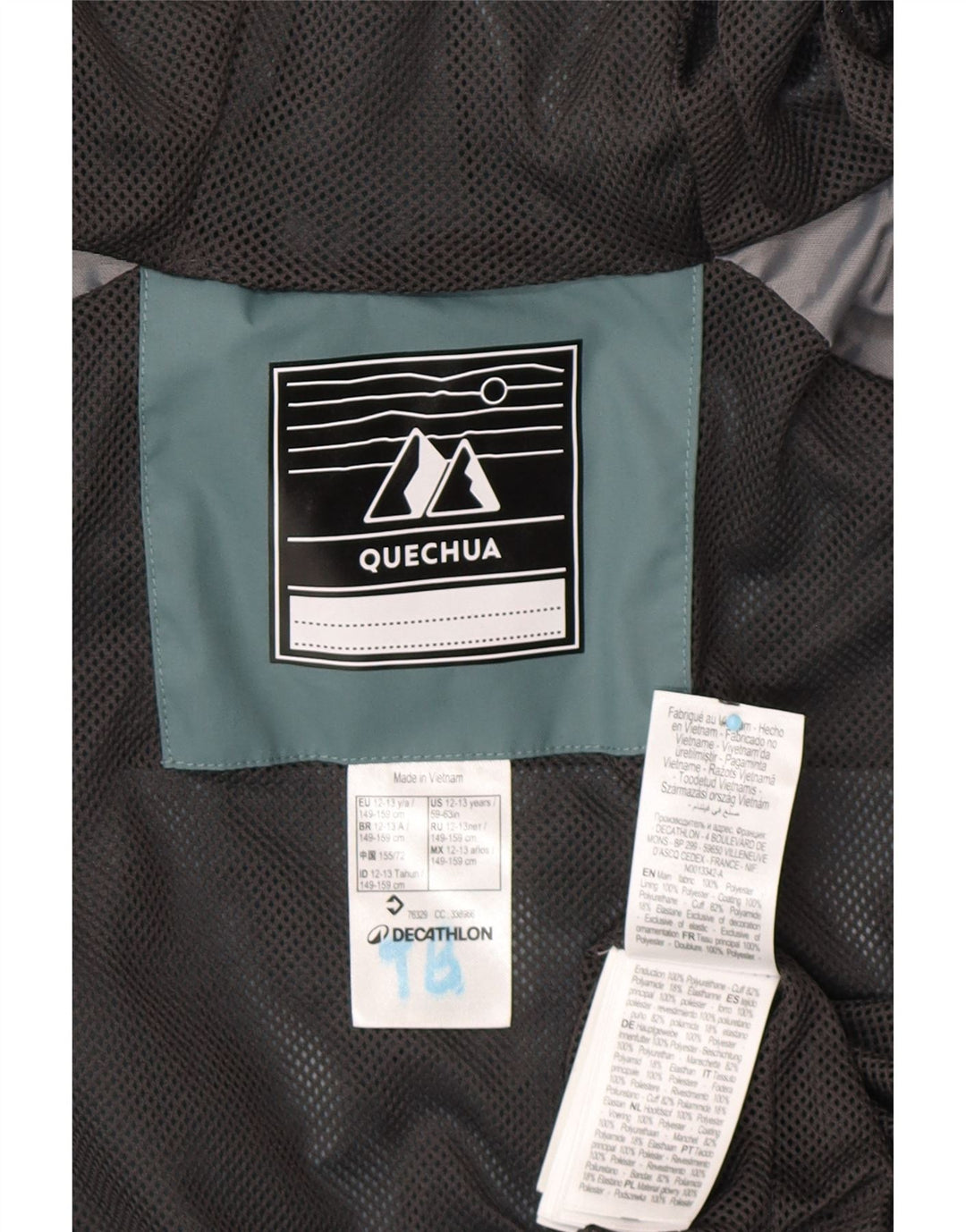 DECATHLON Veste de pluie à capuche Quechua Garçon 12-13 ans Vert Polyester