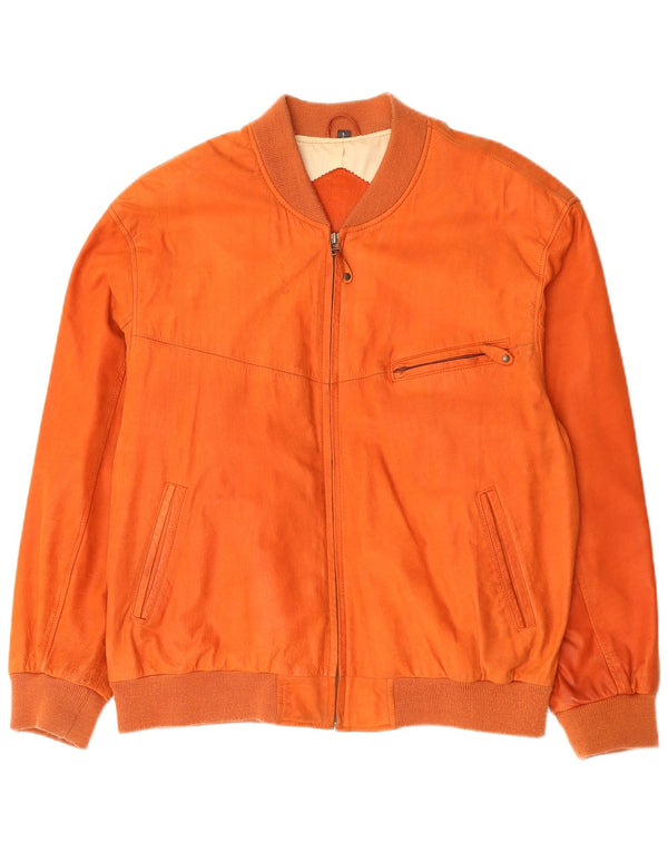 C&A Veste bomber en cuir pour homme UK 40 Large Cuir Orange