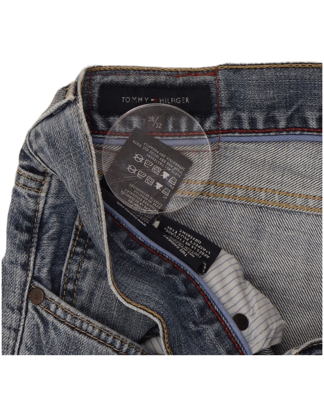 TOMMY HILFIGER Jean Droit Homme W38 L32 Bleu Coton