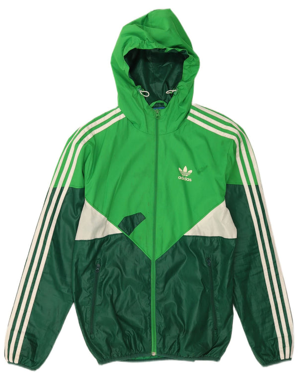 Adidas Veste de pluie à capuche pour homme UK 34 XS Vert Colorblock Polyester