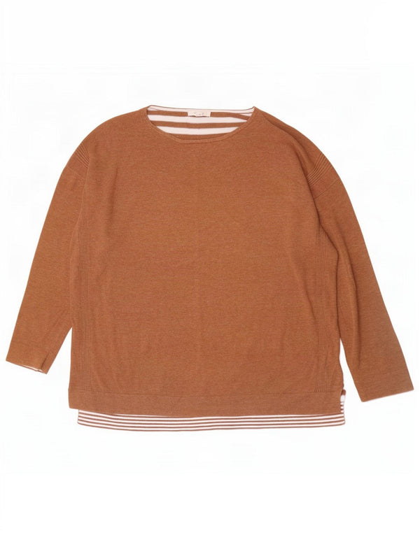 White Stuff Pull col bateau pour femme UK 20 2XL Coton rayé marron