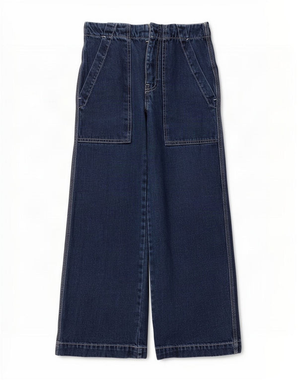 Topshop Jean court taille haute pour femme W25 L23 Bleu Polyester