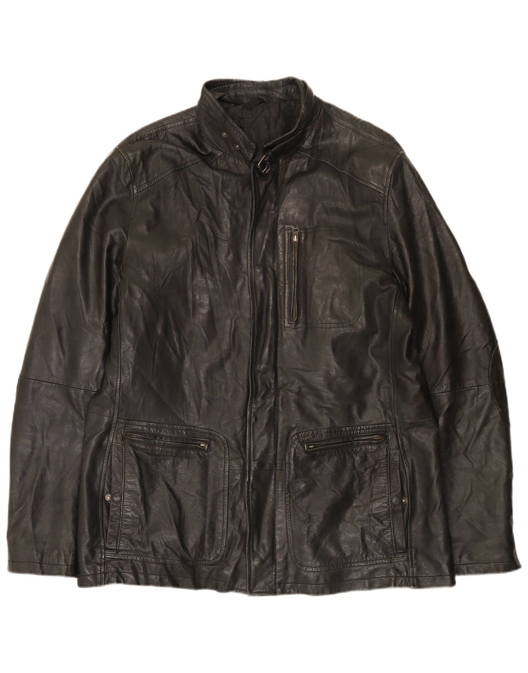 veste en cuir homme vintage UK 42 XL Noir