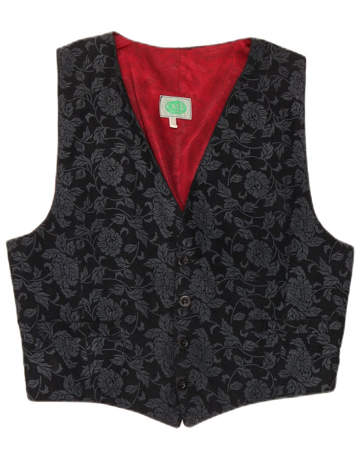 gilet homme vintage grand noir floral