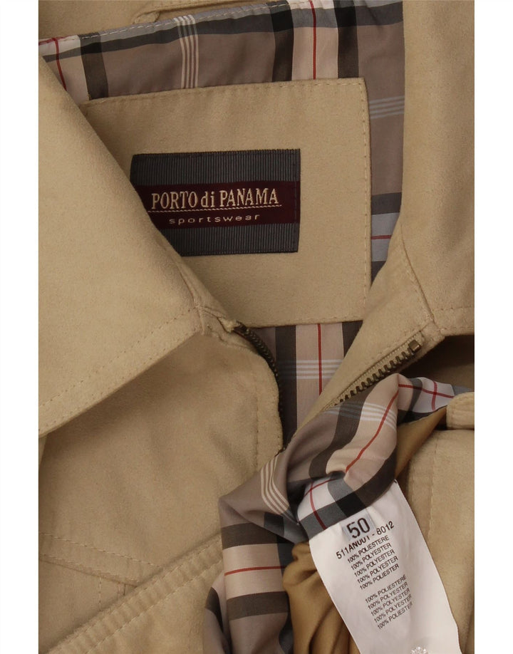 PORTO DI PANAMA Blouson Bomber Homme IT 50 Large Beige Polyester