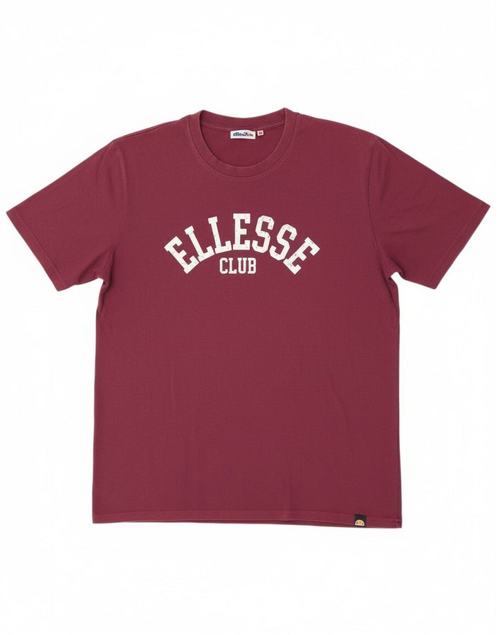 Ellesse T-Shirt Graphique Homme Large Bordeaux Coton