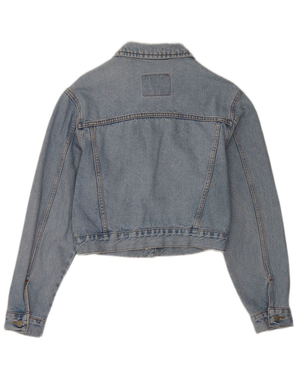 Vintage Womens Crop Denim Jacket UK 14 Medium Blue Cotton