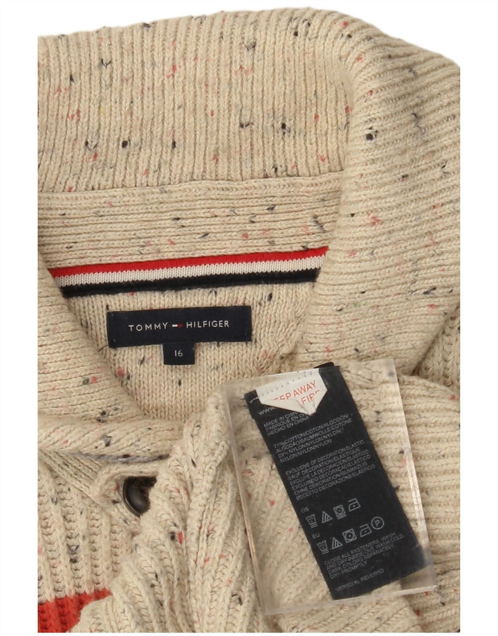 TOMMY HILFIGER Pull Cardigan Garçon 15-16 ans Beige Colourblock Coton