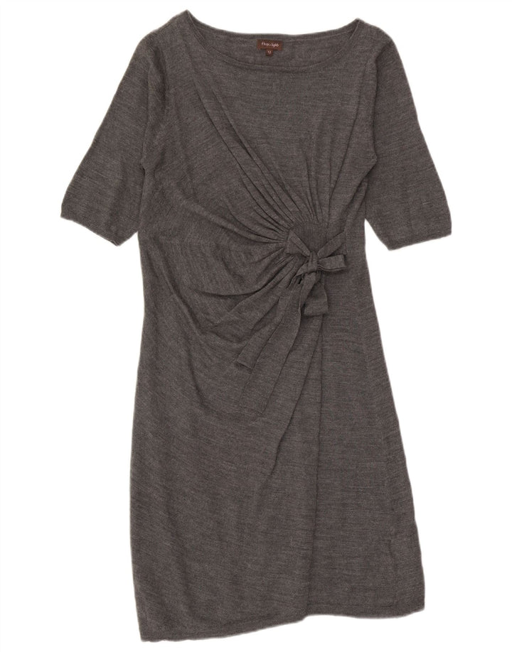 Phase Eight Robe pull à manches courtes avec lien sur le devant pour femme Gris moyen UK 12