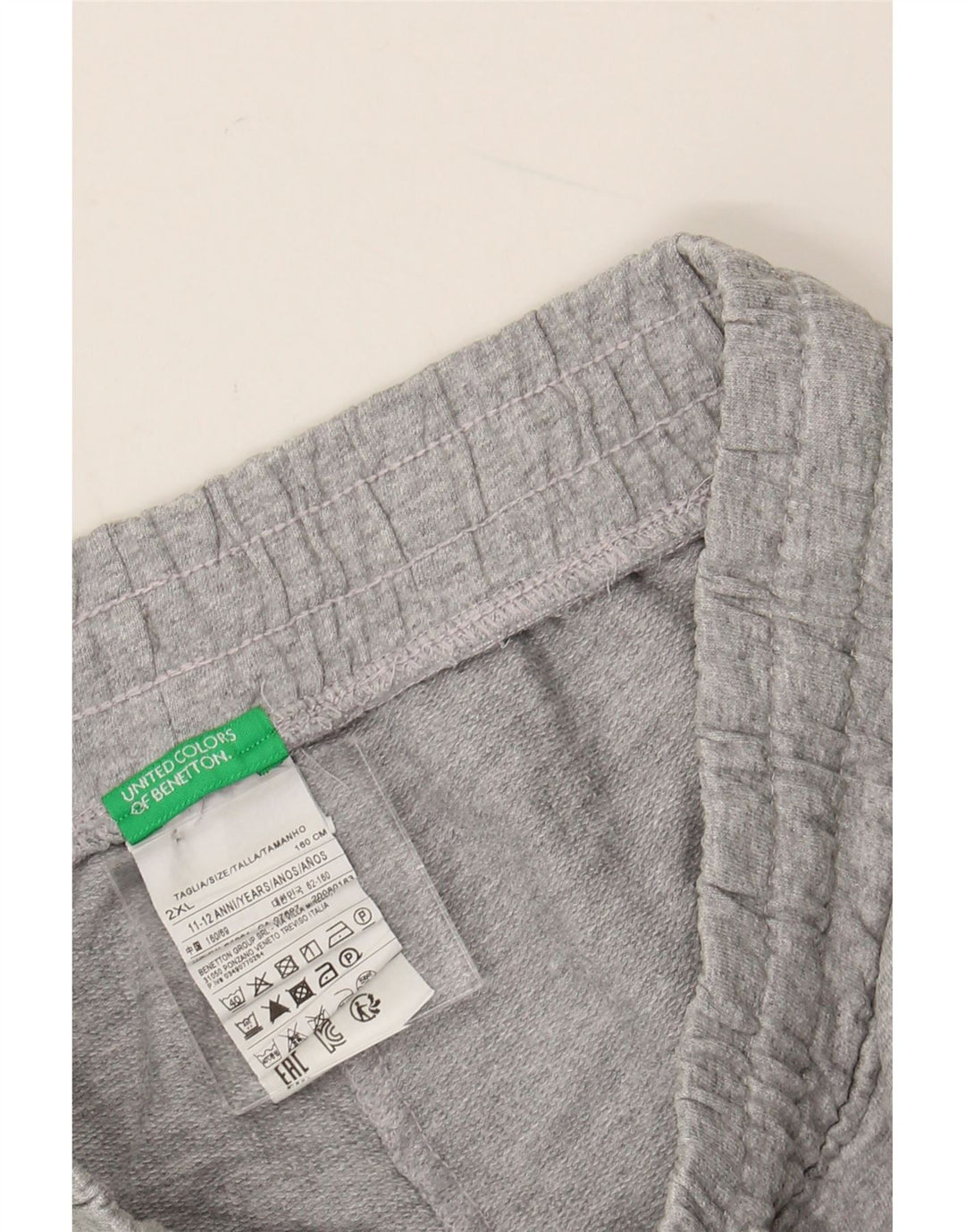 BENETTON Short de Sport Garçon 11-12 Ans 2XL Gris Colorblock Coton