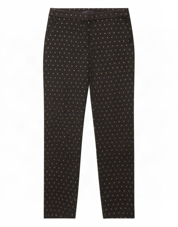 Marks & Spencer Pantalon Chino Femme UK 12 Moyen W32 L28 Noir Géométrique