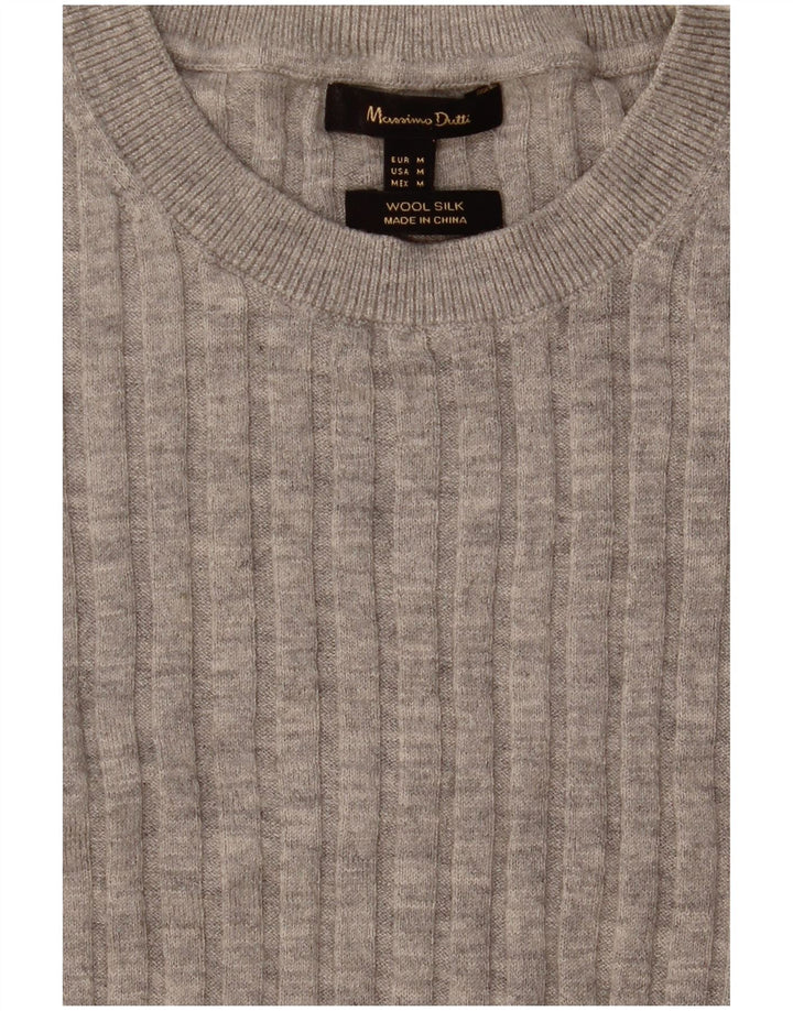 Massimo Dutti Pull à col rond pour femme UK 12 Laine gris moyen