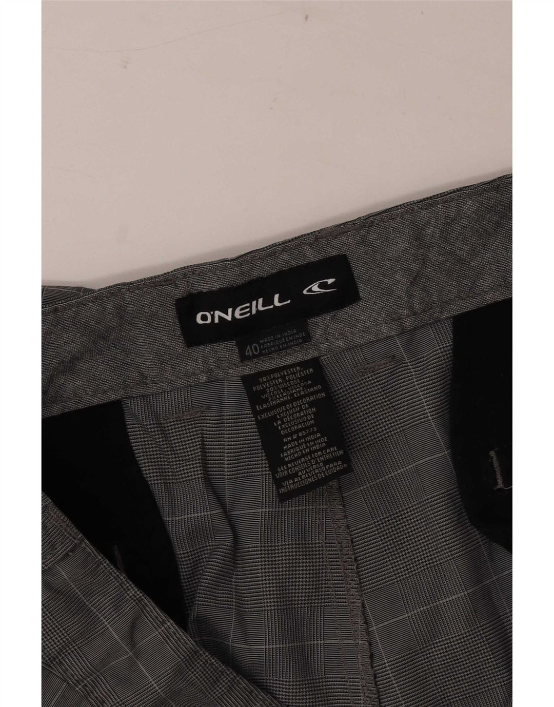 O'Neill Short Chino Homme W40 XL Gris Carreaux Polyester