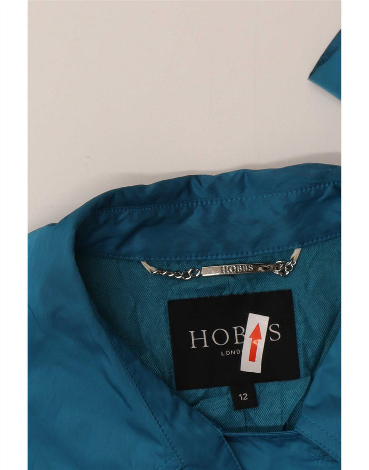 Hobbs Trench-coat court à double boutonnage pour femme UK 12 Bleu moyen Polyester