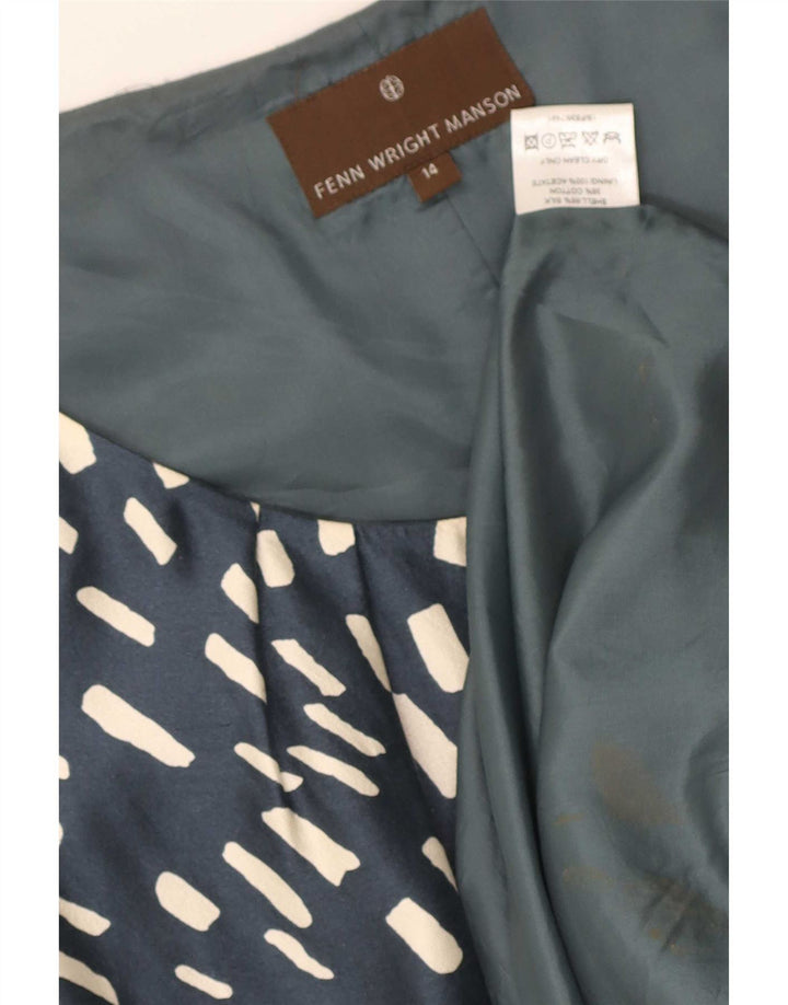 Fenn Wright Manson Robe fourreau pour femme UK 14 Soie géométrique bleu moyen