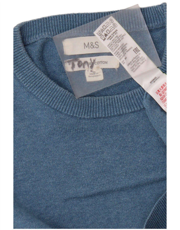 Marks & Spencer Pull Col Rond Homme Bleu Moyen Coton