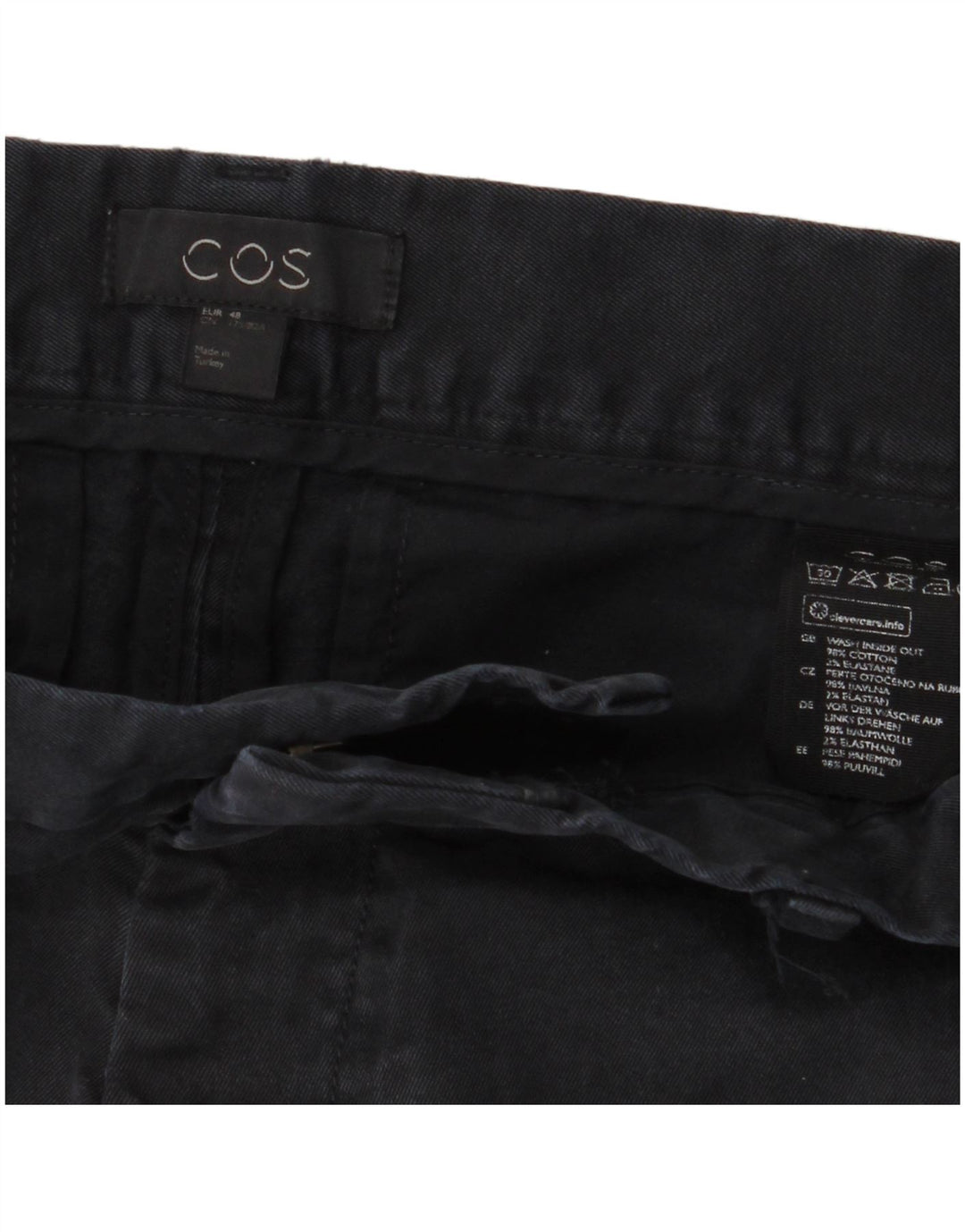 COS Pantalon Chino Slim Homme EU 48 Moyen W30 L31 Bleu Marine Coton