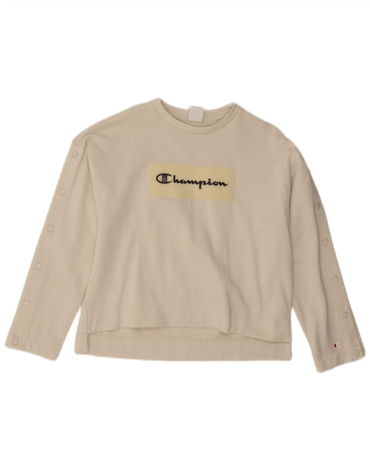 Champion Sweat-shirt surdimensionné graphique pour femme UK 10 Petit Blanc