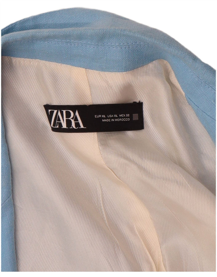 Zara Veste Blazer Ouverte Femme UK 18 XL Bleu