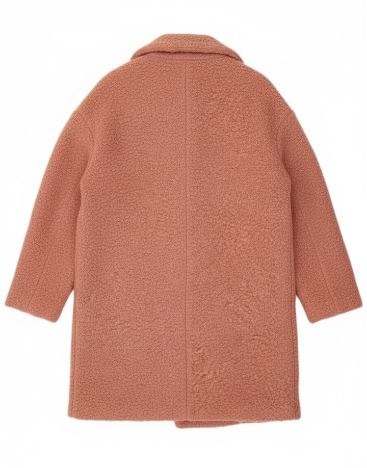 Topshop Manteau surdimensionné à double boutonnage pour femme UK 10 Petite laine rose