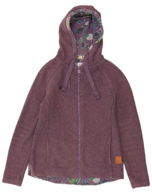 Weird Fish Womens Zip Hoodie Sweater UK 10 Small Purple Cotton