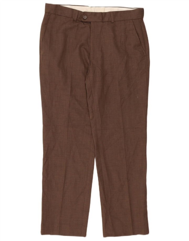 James Pringle Pantalon de Costume Droit Homme W34 L29 Marron Polyester