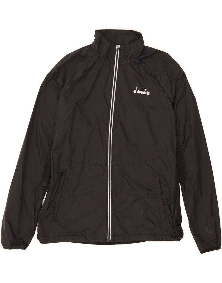 DIADORA Mens Tracksuit Top Jacket Medium Black Polyester Vintage Diadora and Second-Hand Diadora from Messina Hembry 
