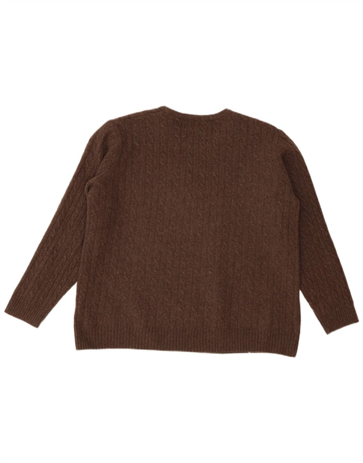 Pull à col rond White Stuff pour femme UK 16 Large en laine d'agneau marron