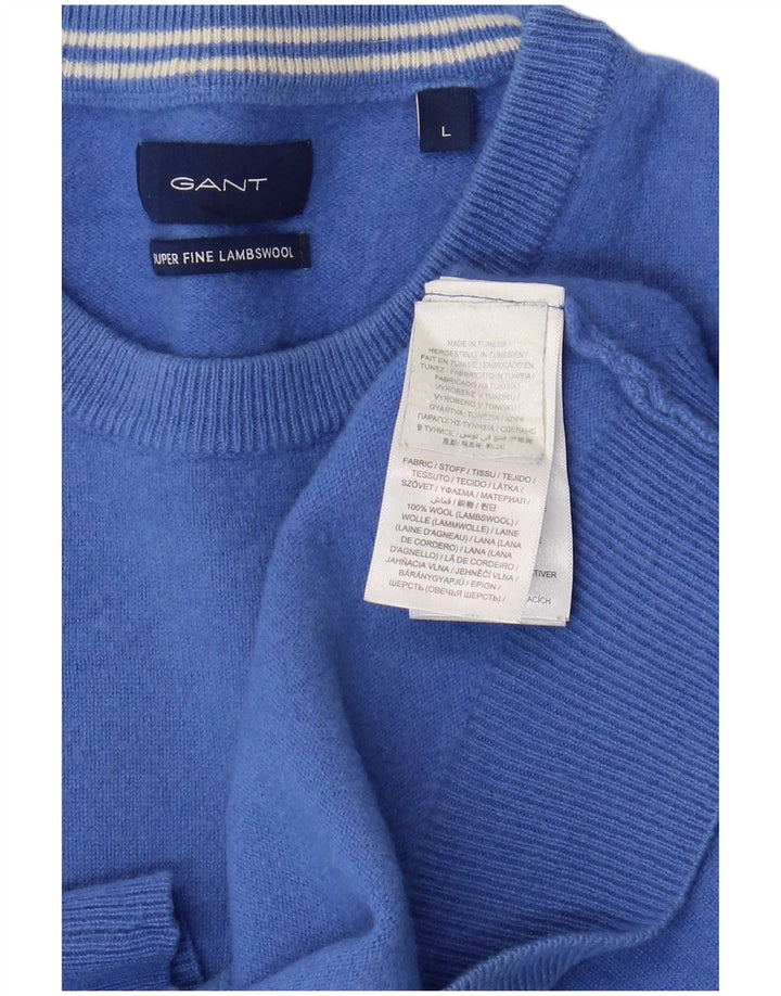 GANT Pull ras du cou pour homme en laine bleue Large
