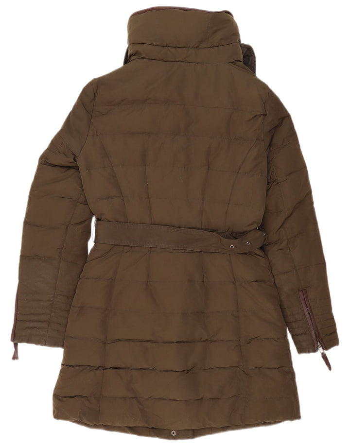 Zara Manteau rembourré pour femme UK 10 Petit Acrylique Kaki