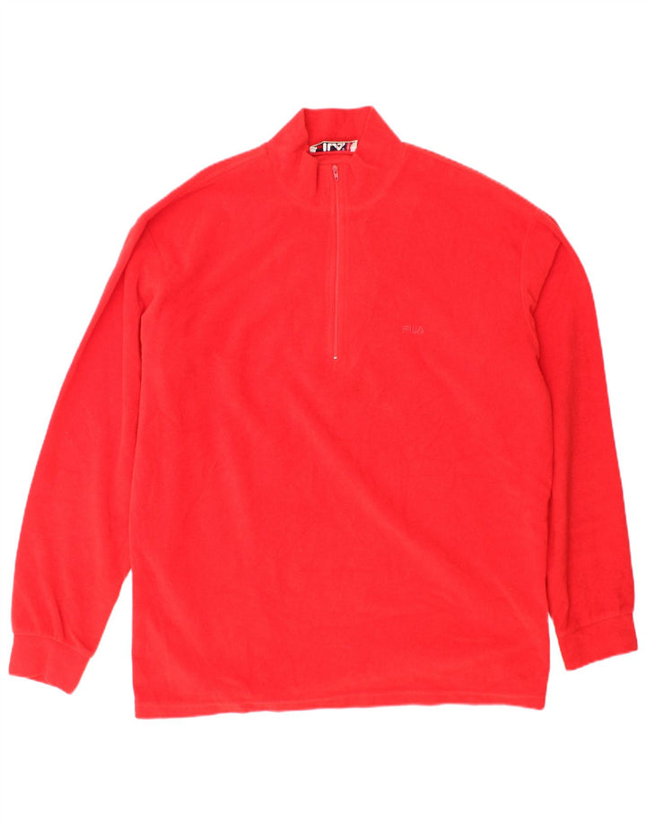 FILA Pull Polaire Col Zippé Homme IT 54 XL Rouge Polyester