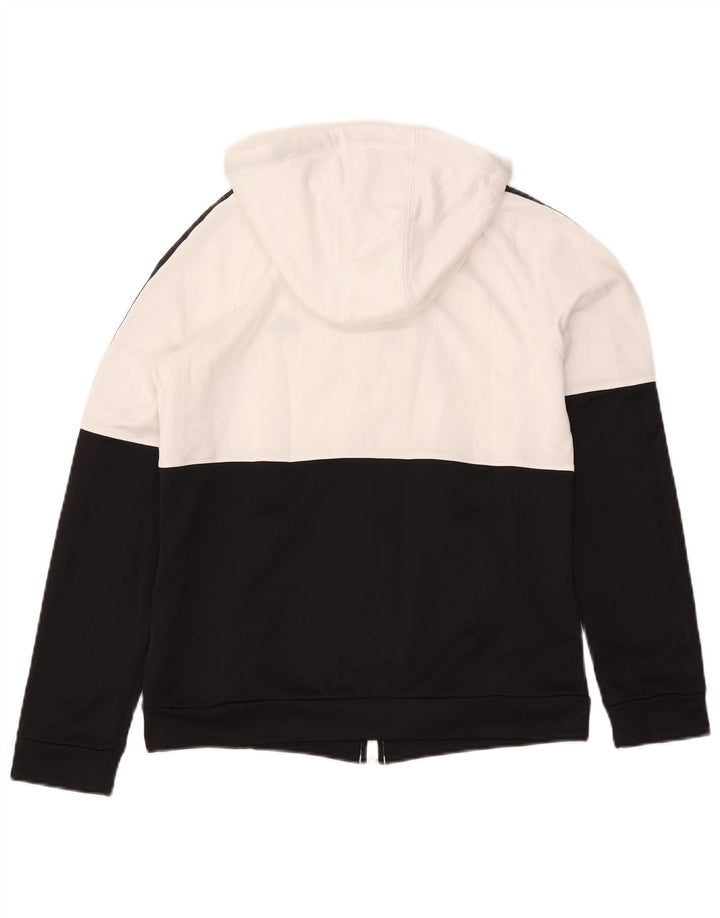 ADIDAS Pull à capuche zippé pour femme UK 12/14 Blanc moyen Colourblock