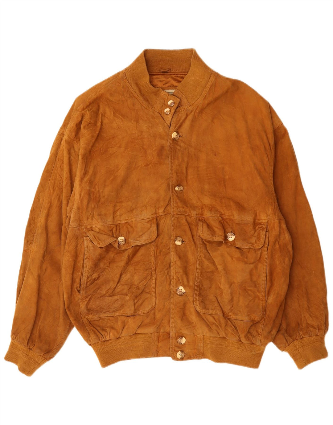 vintage Mens Suede Bomber Jacket UK 42 XL Cuir Marron