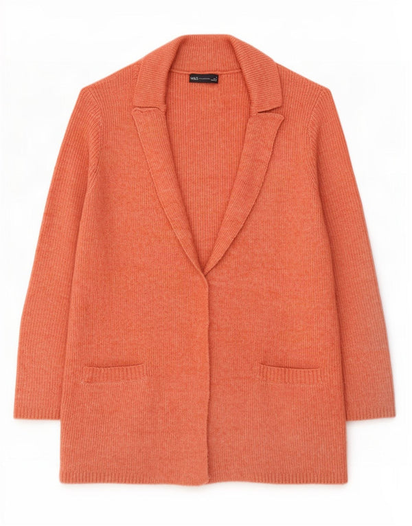Marks & Spencer Pull cardigan ouvert long pour femme UK 12 Orange moyen